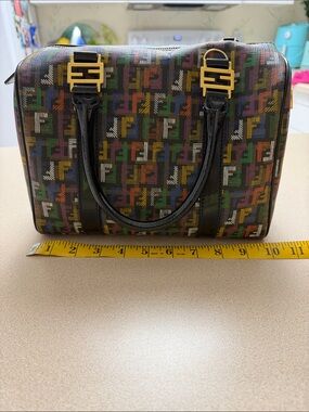 Fendi Multicolor Logo-Print Satchel with Black Trim
